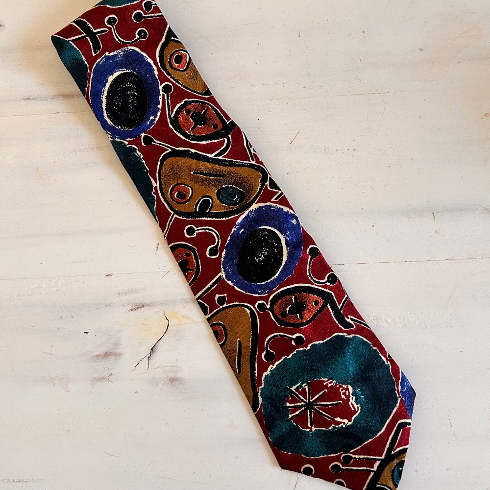 Valentino Men's Silk Necktie Blue |Gray square Italian silk 55"X 3.75" Excellent
